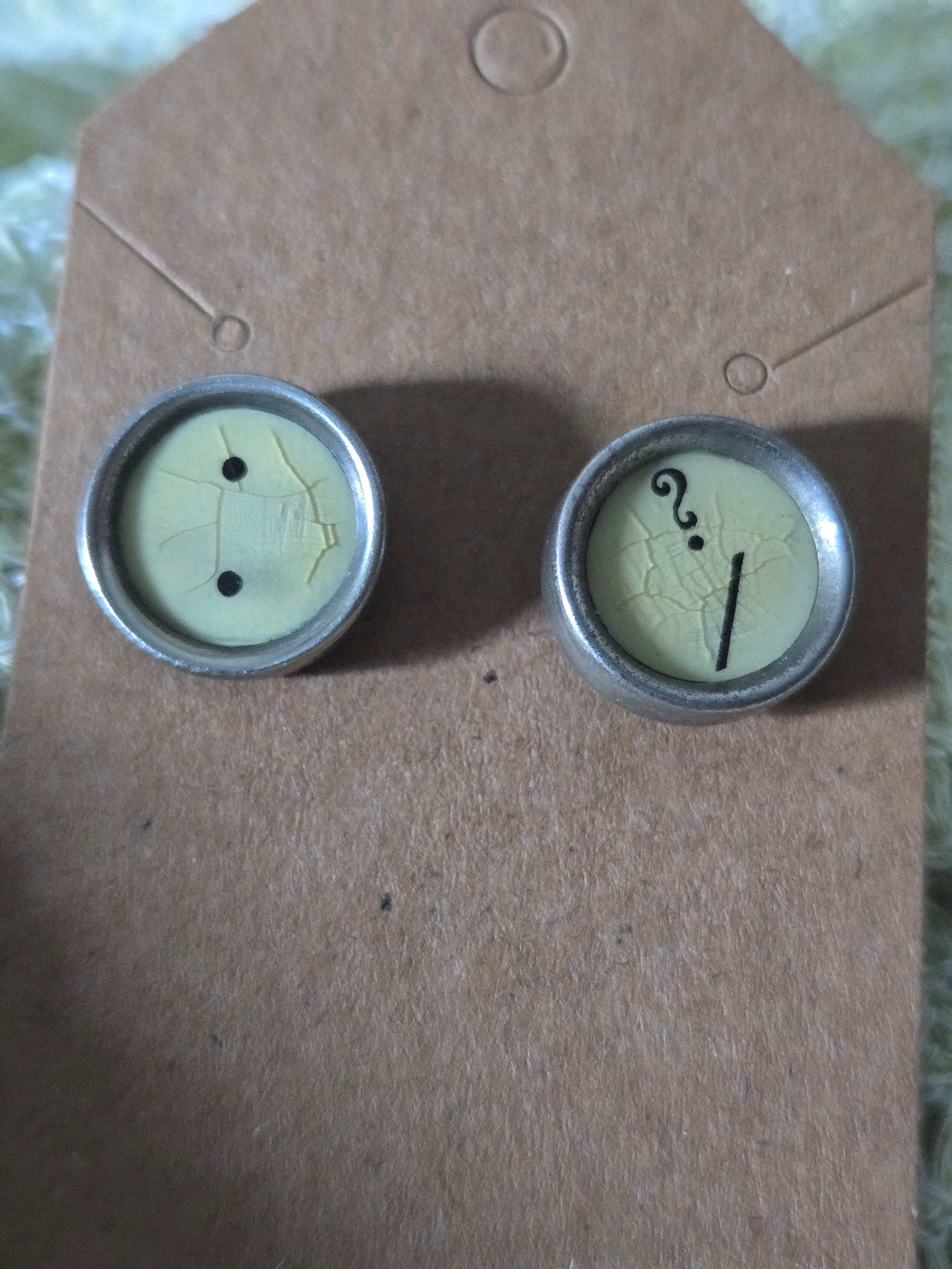 Vintage typewriter key earring studs