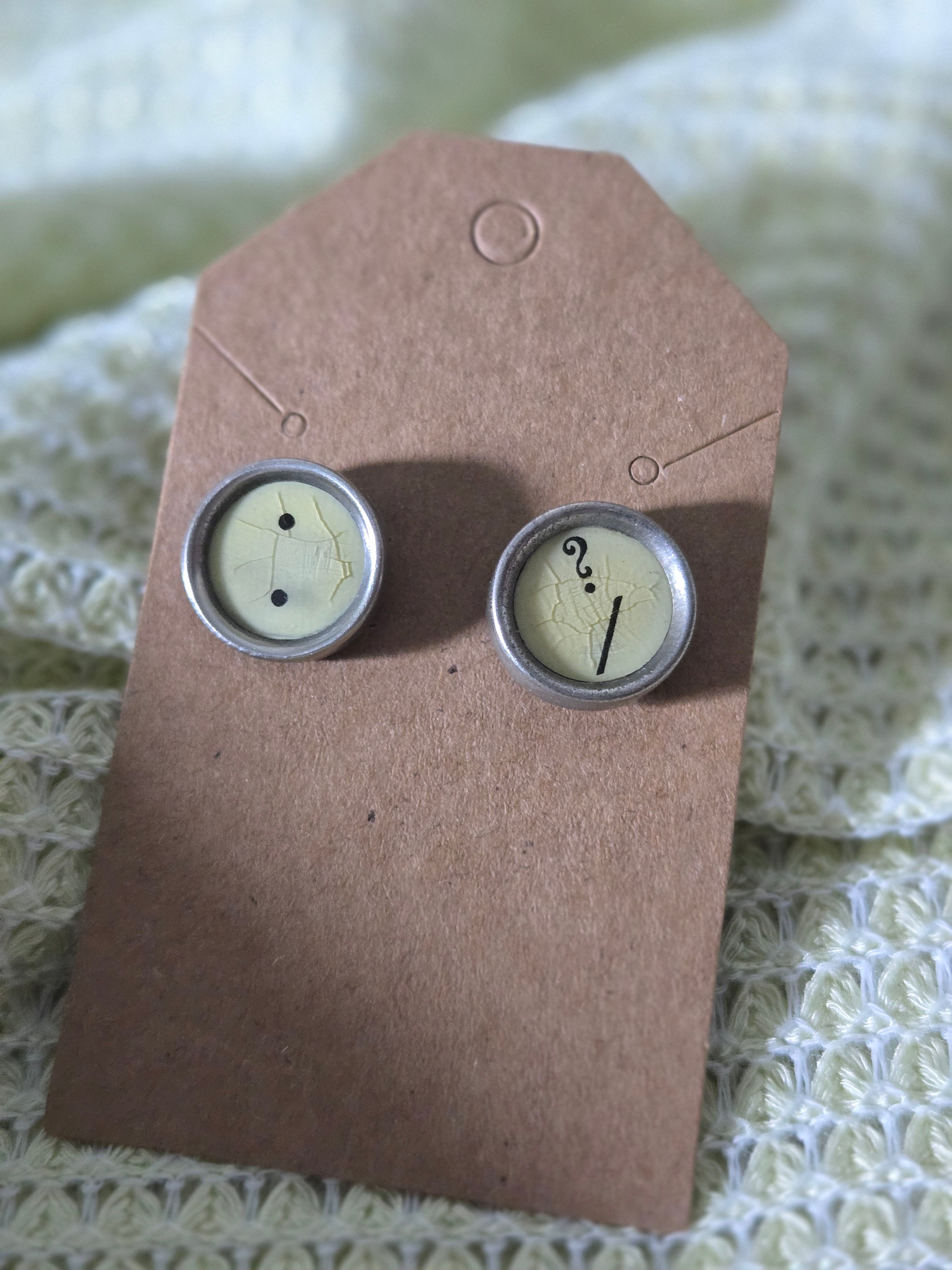 Vintage typewriter key earring studs
