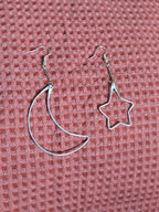 Star and Moon dangly earrings